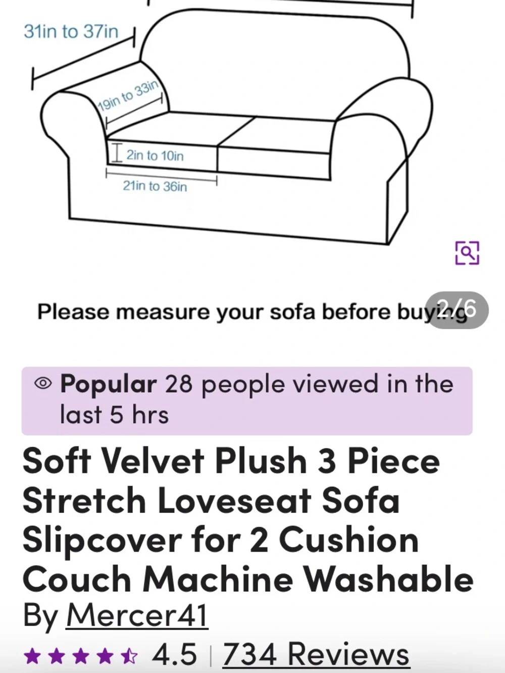 Mercer41 Deep Navy Velvet Loveseat Slipcover